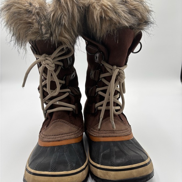 Sorel Dark Brown Joan of arctic Fur-Lined Winter lace up Boots preppy Y2K size 7 - Picture 5 of 7